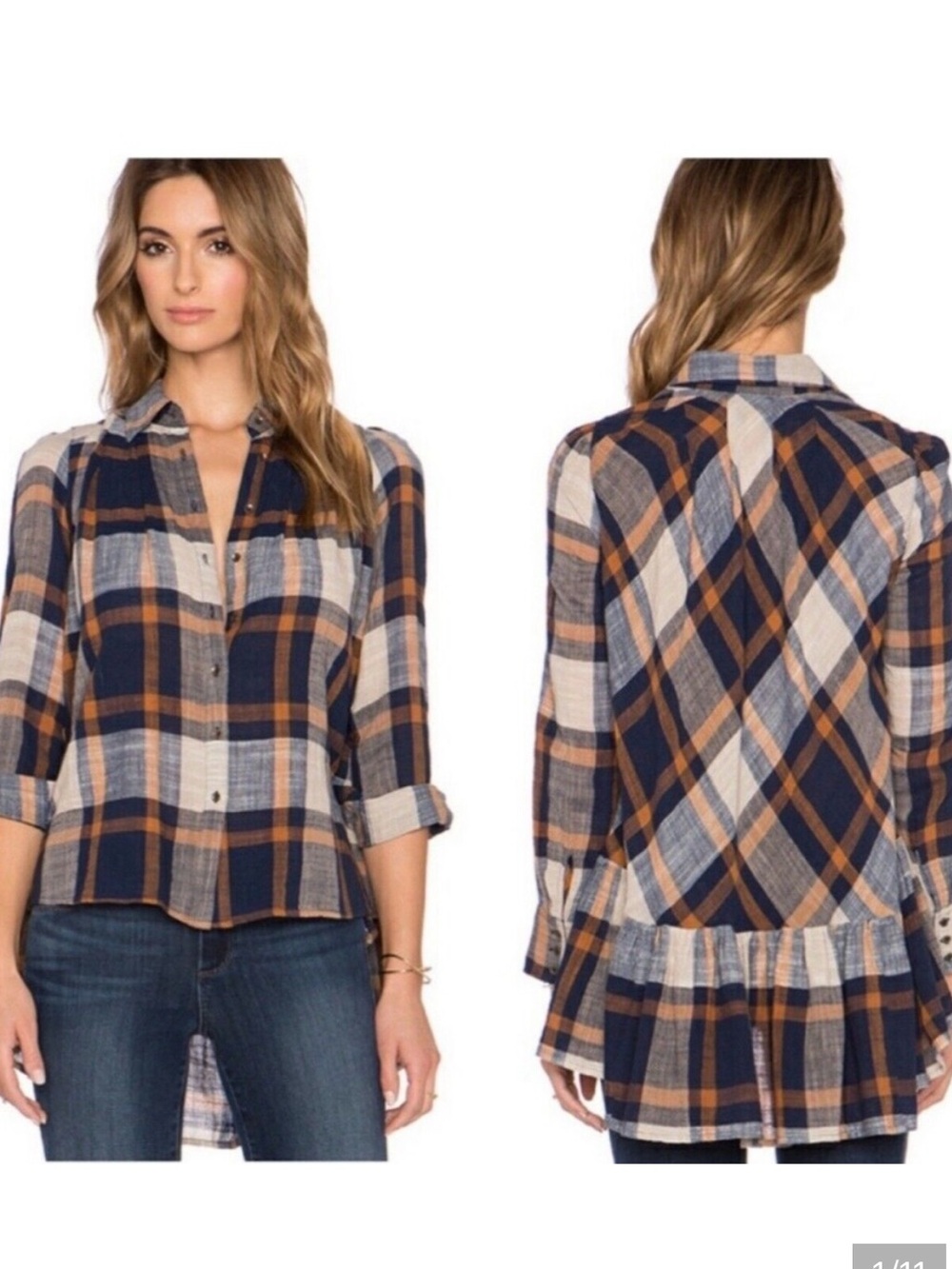 Free People Peppy in Plaid Button Down Long Sleeve Top